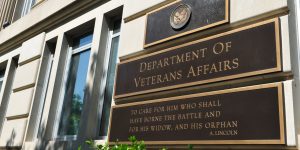 This May 19, 2014 photo shows a a sign in front of the Veterans Affairs building in Washington, DC. The VA and Secretary Eric Shinseki are under fire amid reports by former and current VA employees that up to 40 patients may have died because of delayed treatment at an agency hospital in Phoenix, Arizona. AFP PHOTO / Karen BLEIER (Photo credit should read KAREN BLEIER/AFP/Getty Images)